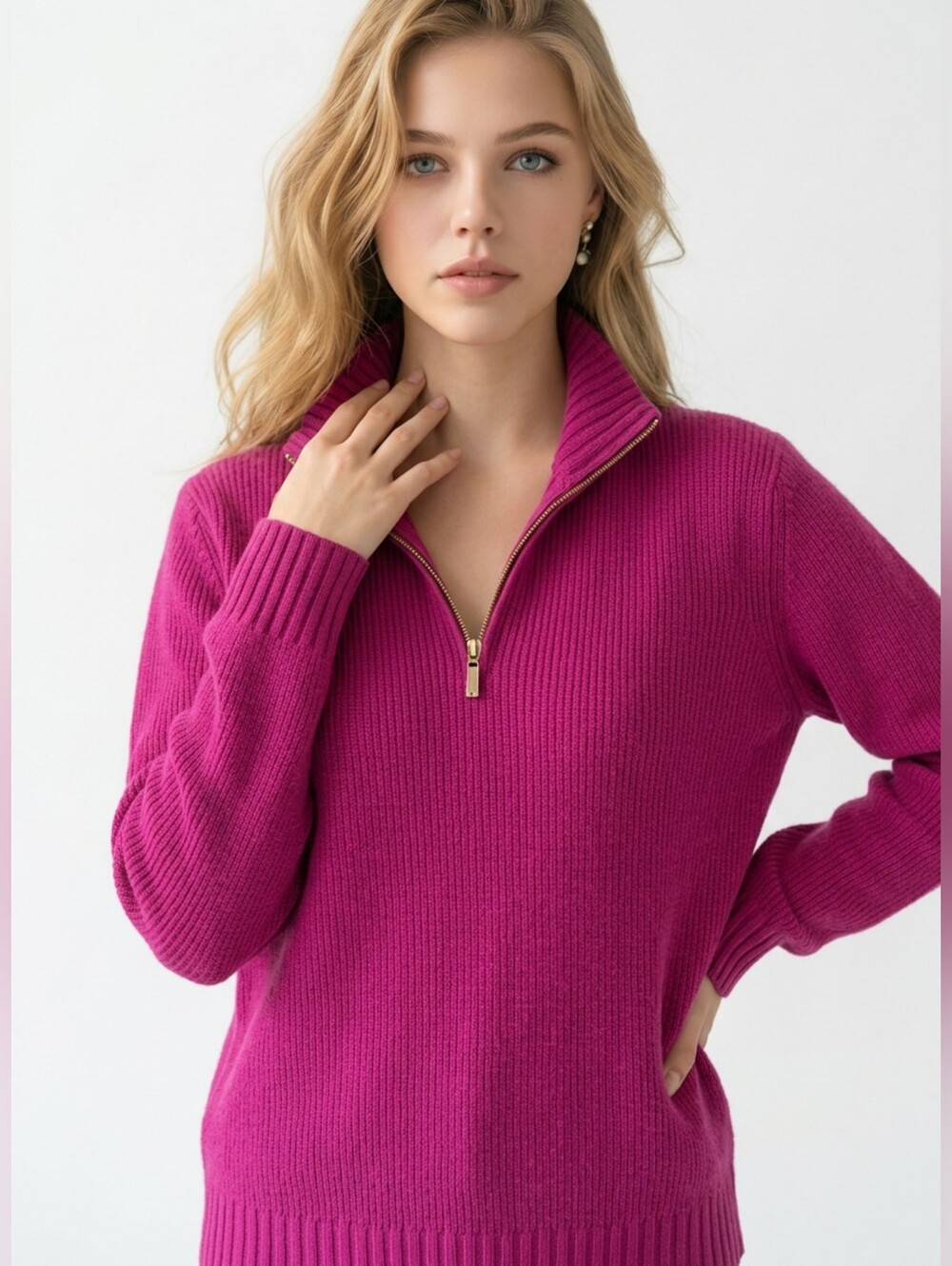 Etro Fuchsia Half Zip-Up Cashmere Sweater (Unisex)